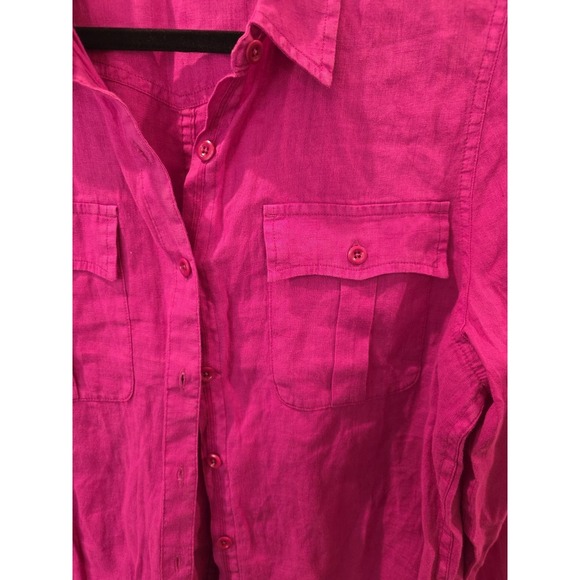 Sundance Button Down Top Sz L 100% Linen Pink Boho Western Breathable Luxury - Picture 3 of 6